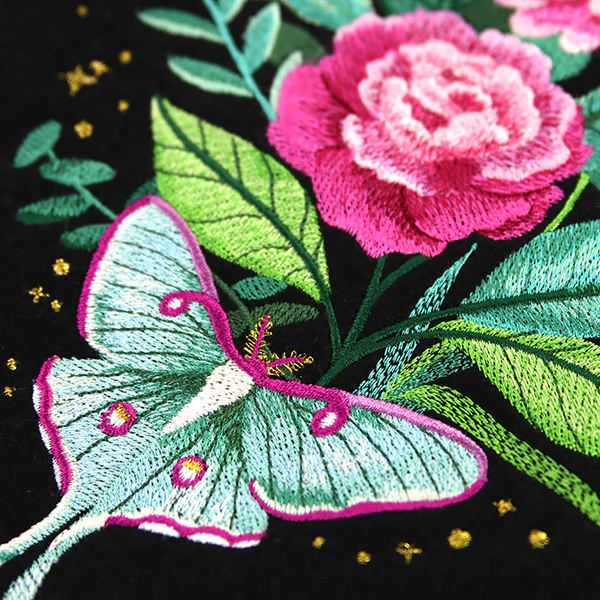 Starry Night Luna Moth & Blooms - Image 3