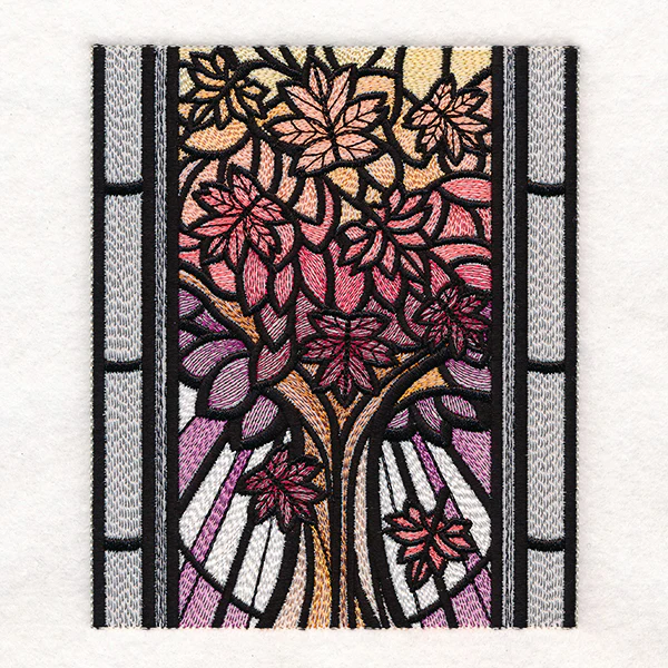 Stained Glass Fall Cathedral Scene - Image 14