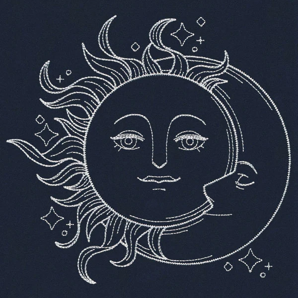 Vintage Celestial - Sun and Moon