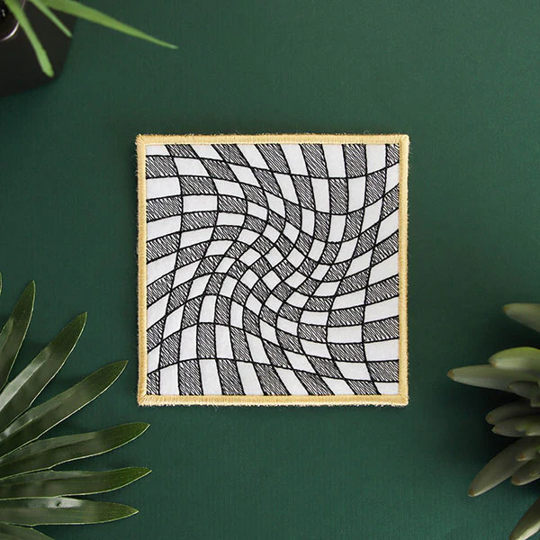 Warped Checker Board Optical Illusion Square Coaster (In-the-Hoop) - Image 12
